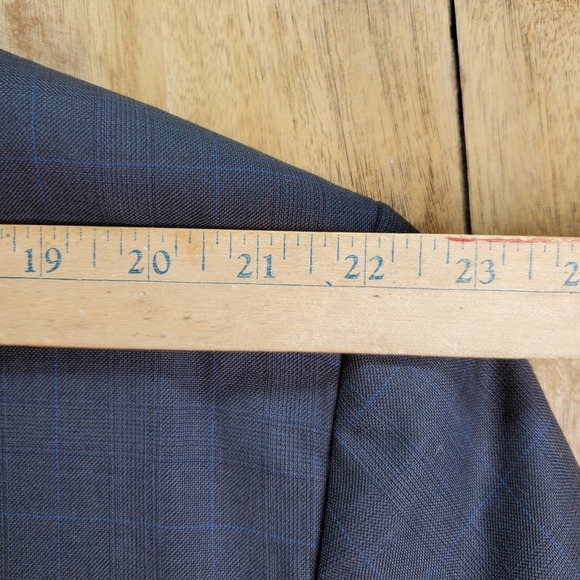 Joseph Abboud Blazer Mens 54R Navy Blue 100% Wool Windowpane Suit Jacket Coat - Picture 6 of 11